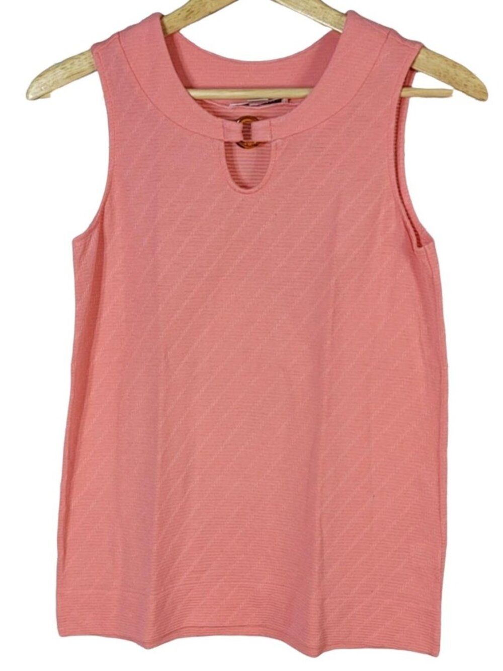 Pendleton Women Modal Top Pink XS Textured Ring Round Neck Keyhole